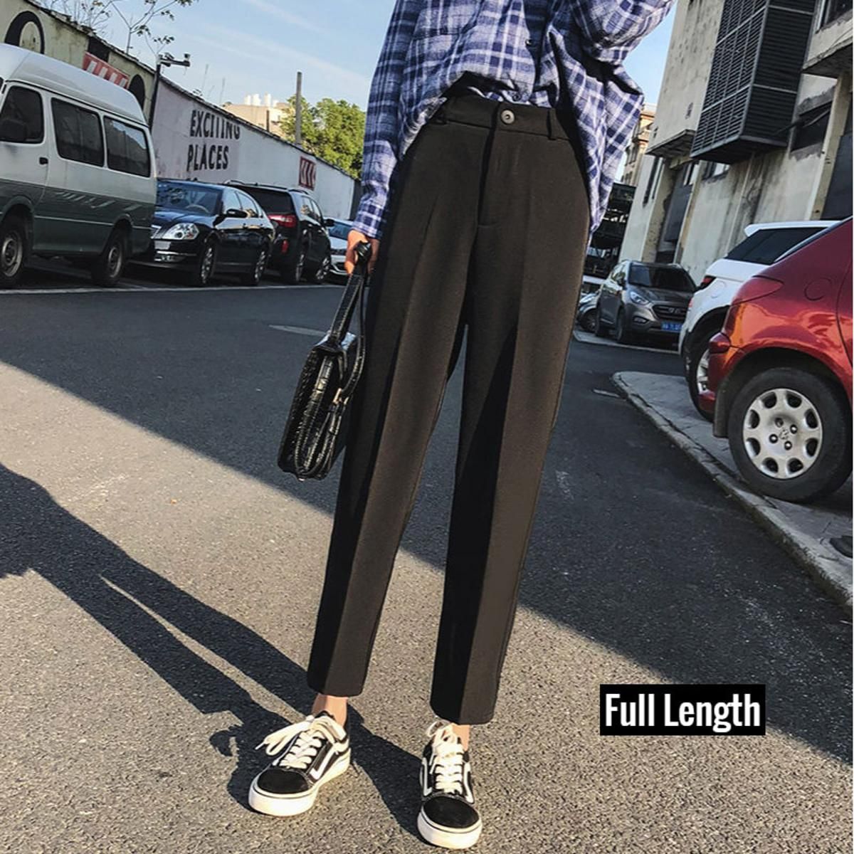 Black suit pants women's pants spring casual nine-point pants women's large size loose and thin high waist harem pants
