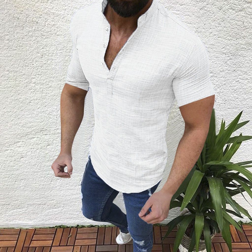 35# Men's Casual Cotton Linen T-shirt Loose Tops Short Sleeve Tee High Quality Shirts Summer Ovesized Men Clothing футболка