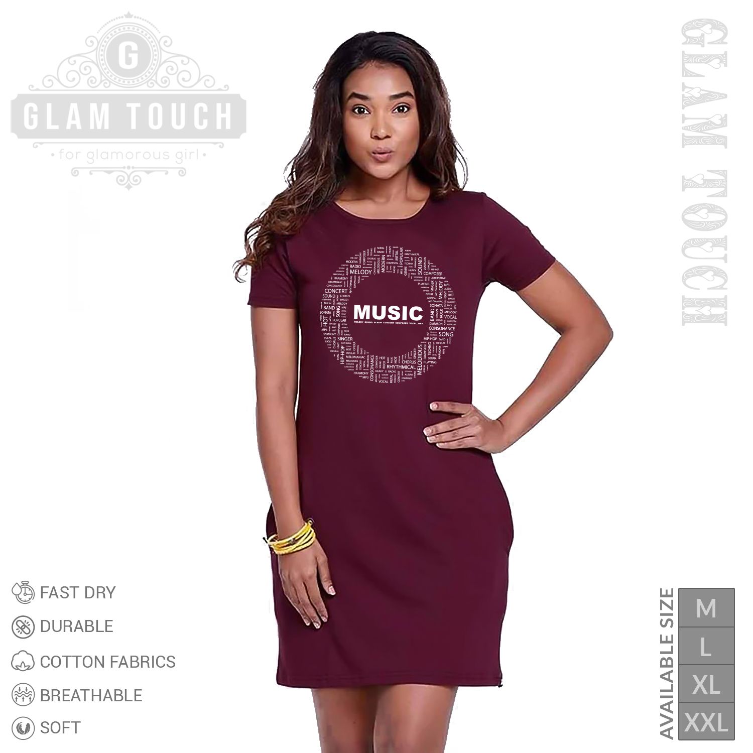Glam Touch Stylish Long T Shirt For Women - T Shirt For Women