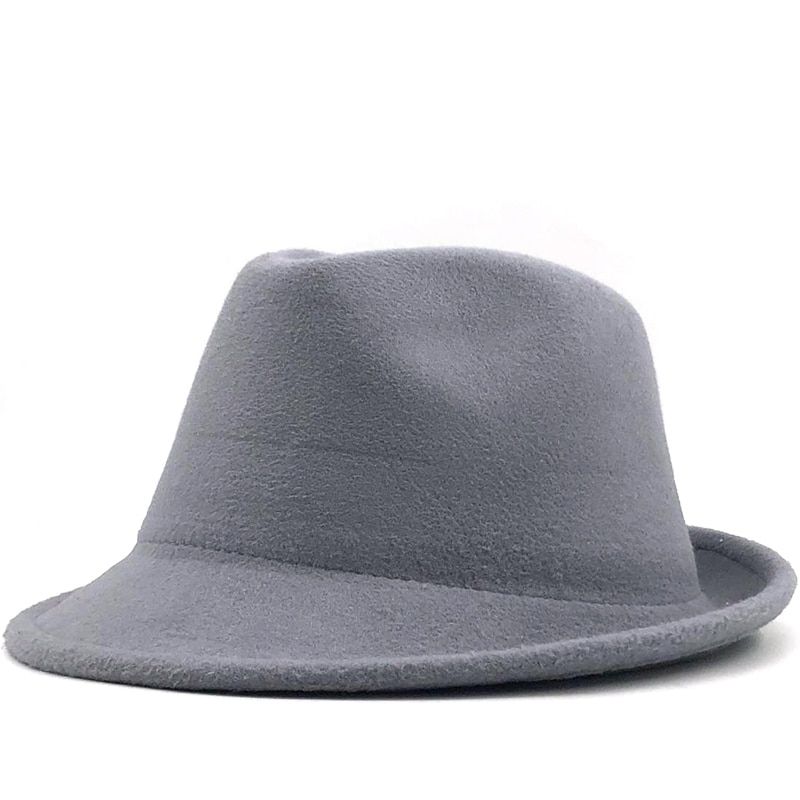 ple white Wool felt Hat Cowboy Jazz Cap Trend Trilby Fedoras hat Panama cap chapeau band for Men Women 56-58CM