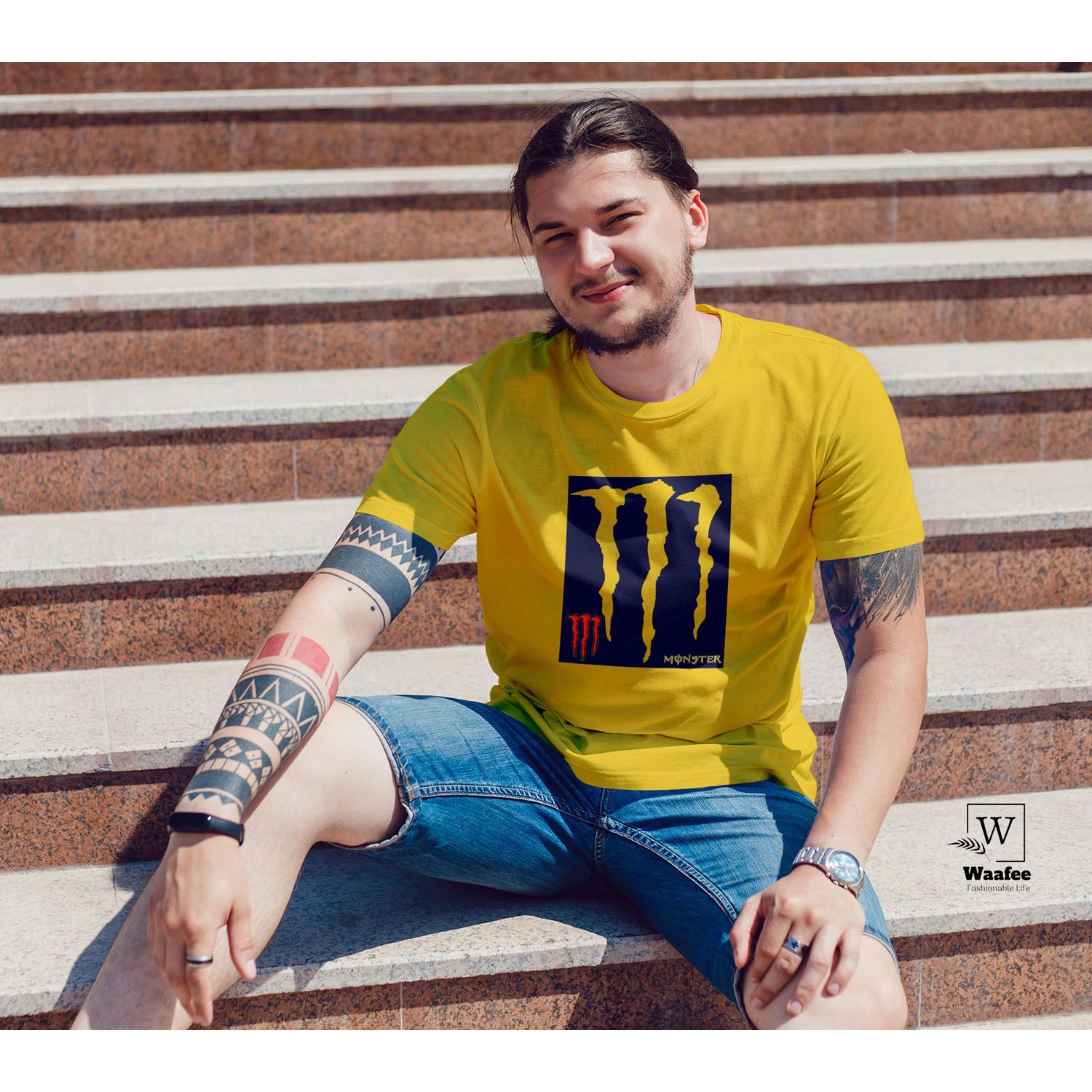 Wonderful Monster new desing half hata tshirt - T Shirt For Man