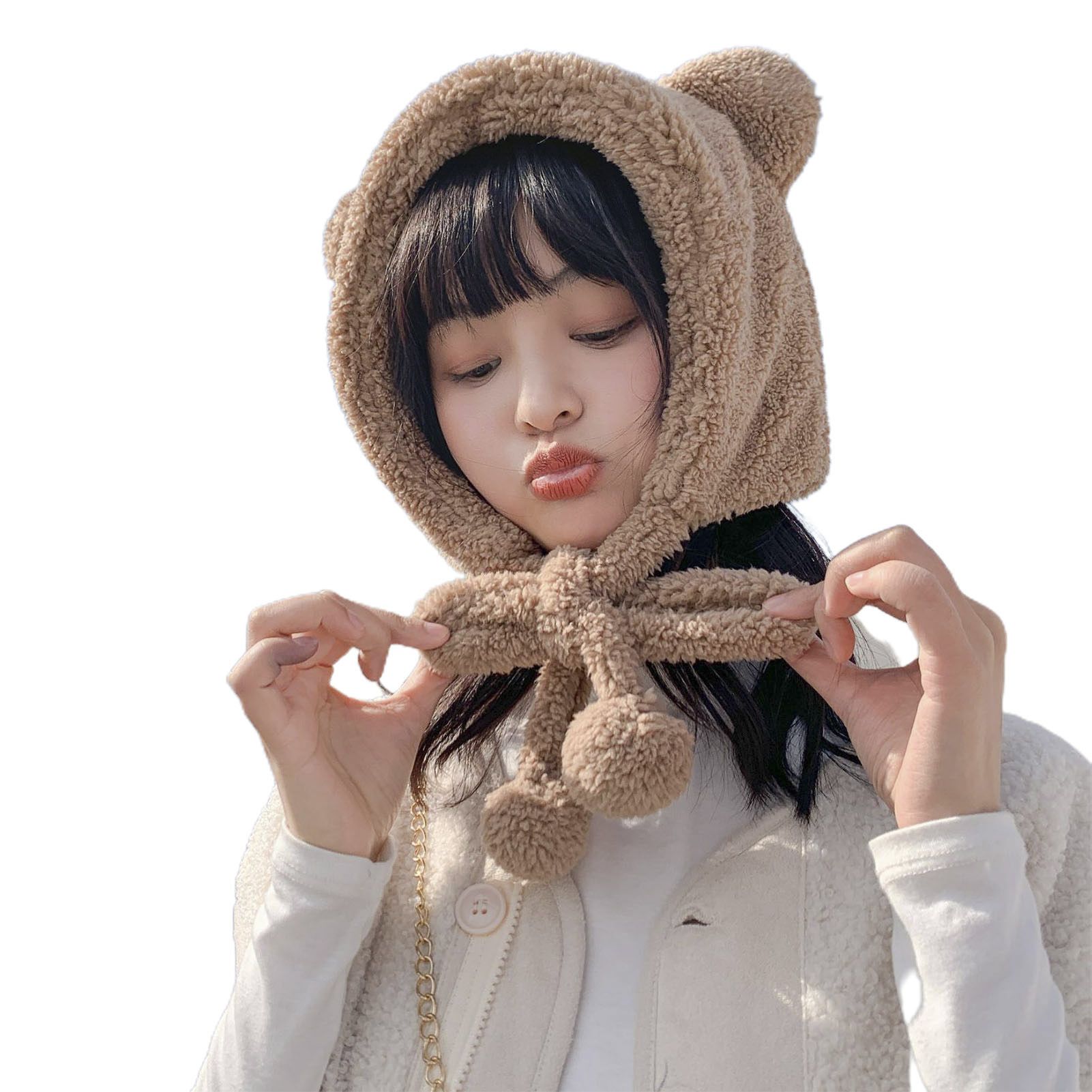 Women Beanies Warm Cartoon Cute Bear Ear Novelty Hats