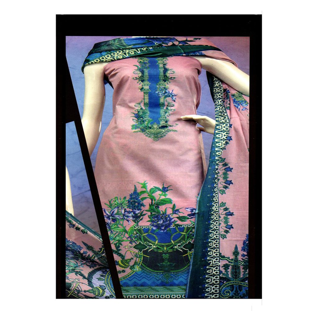 Multicolor Pure Cotton Lawn Three Piece for Women