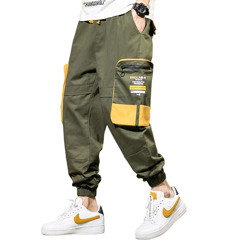 Harajuku Men Streetwear Pants Bigckets Hop Cargo Pants Harem Joggers Trousers ABZ692