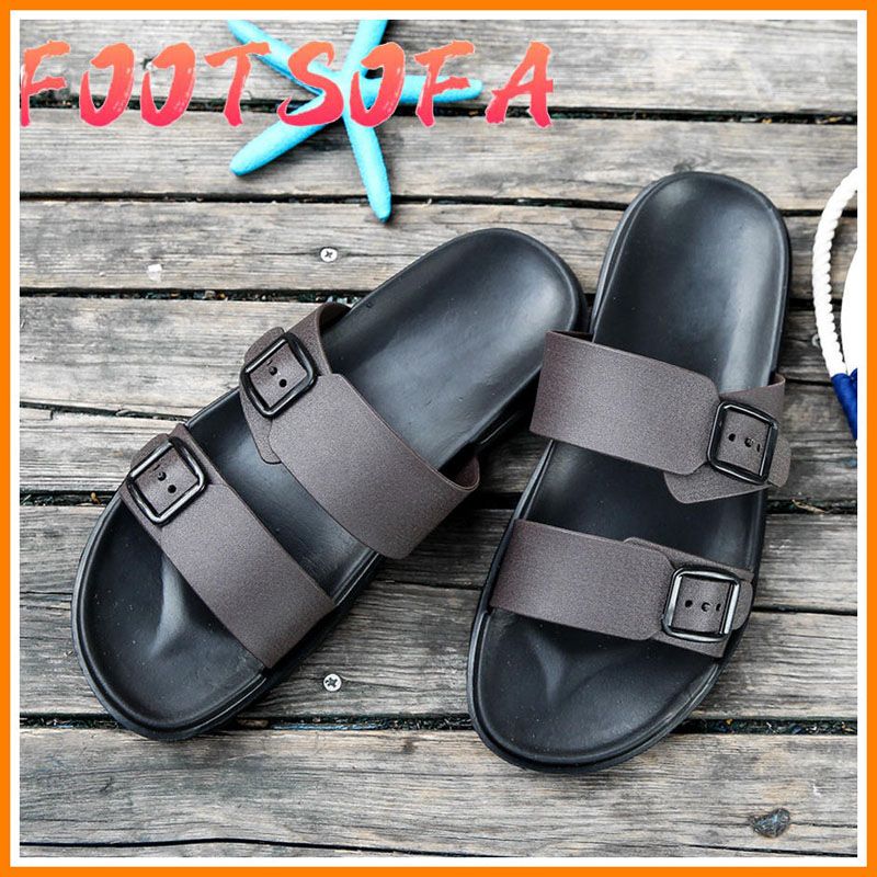 Summer Fashion Men Slippers Black Men Slides Flat Mens Slippers Outdoor Non Slip Beach Sandals Soft House Slippers