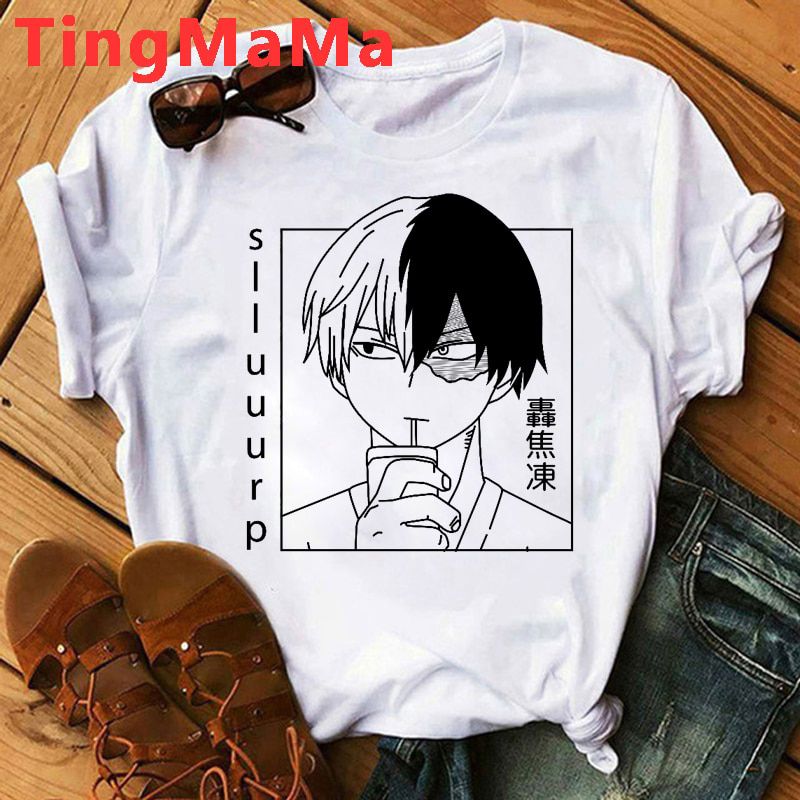 Japanese Anime My Hero Academia T-shirts Men Kawaii Cartoon Summer Tops Shoto Todoroki Graphic Tees Uni Harajuku T Shirt Male
