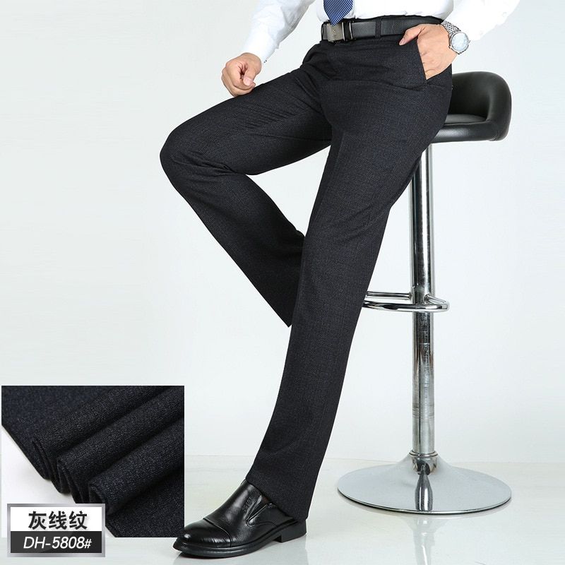 High Quality Fashion Thicken Men Dress Pants Classic Business Casual Straight Trousers Loose Suit Pants high waist Men Pantalon