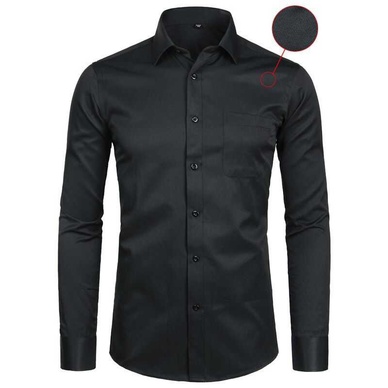 White Business Dress Shirt Men Fashion Slim Fit Long Sleeve Soild Casual Shirts Mens Working Office Wear Shirt With Pocket S-8XL
