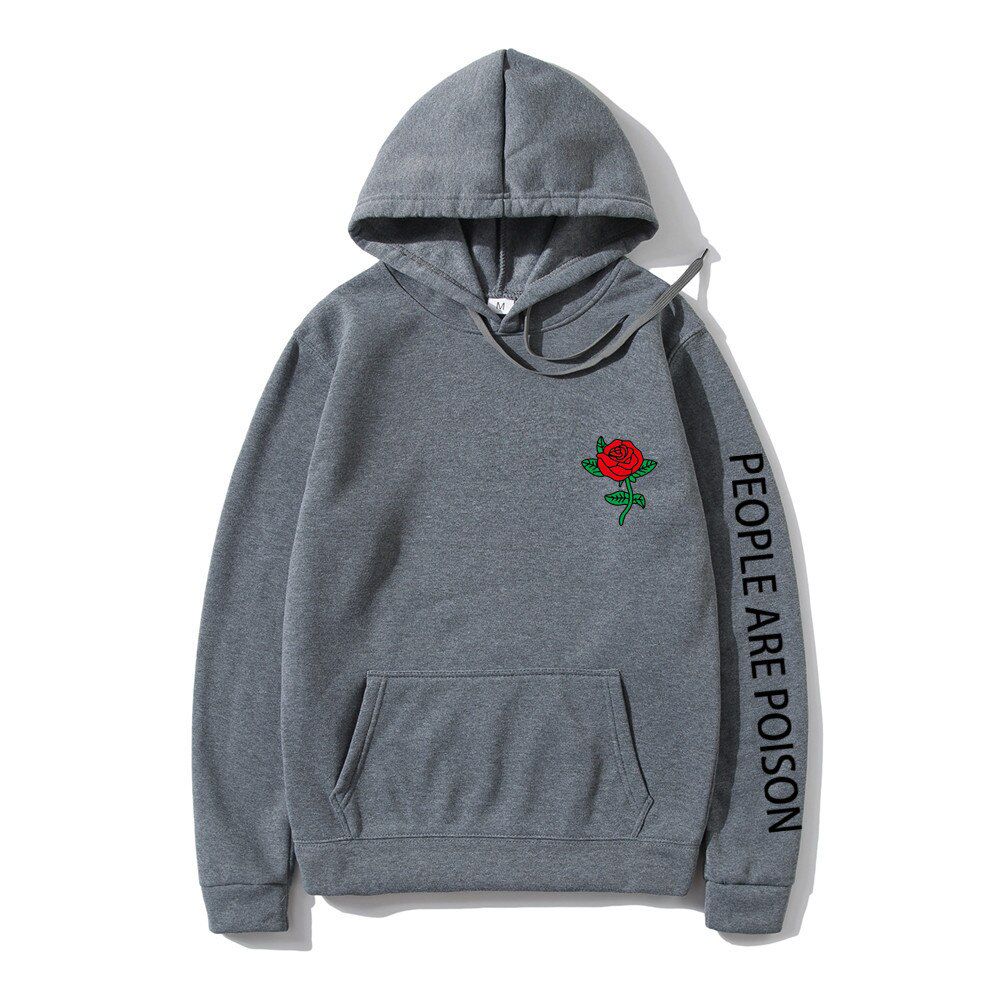 Oversized Hoodie Sweatshirt Men Streetwear Fashion Funny Rose Flower Print Harajuku Hooded Sweatshirts Sudaderas Hombre Clothes