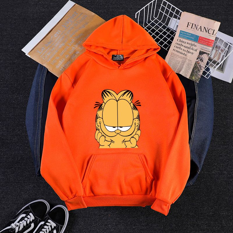 Fashion Cute Women's Garfield Cartoon Hooded Sweater Korean Niche Design Super Fire Ins Lazy Couple Lovers Casual Jacket