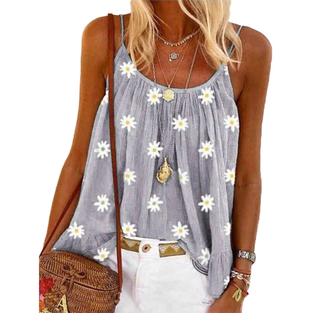 Women Sleeveless Pleated Camisole Vest Blouse Top