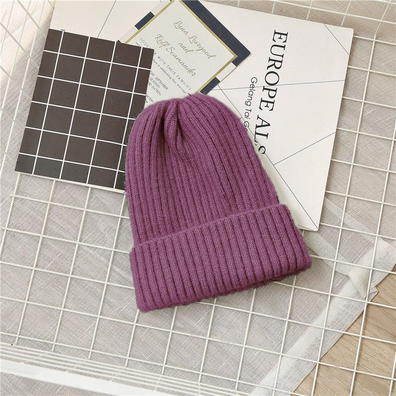 Sparsil Parent-Child Knitted Wool Beanie Hats Autumn Simple Caps Warm Elastic Cuffed Short Melon Cap For Women Girl
