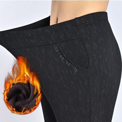 Spring Autumn Women Trousers Stretch High Waist Pants Plus Size Winter Warm Casual Female Straight Pants J64