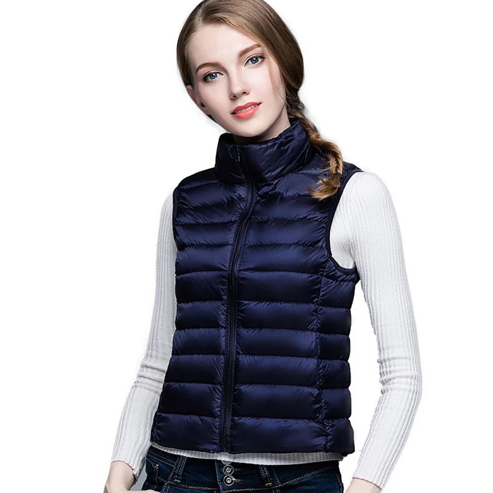 Winter Women Stand Collar Sleeveless Lightweight Coat Down Vest Waistcoat