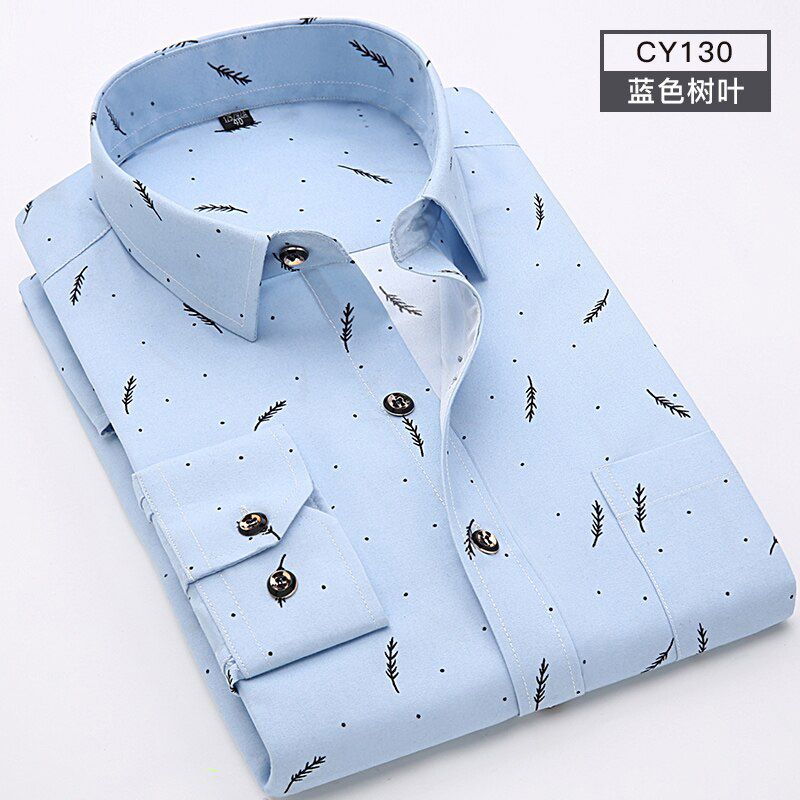 2020 Fashion Print Men Long Sleeve Shirt Spring Causal Pocket Design Male Shirt Men Dress Slim Fit Shirts 100% Polyester SH001