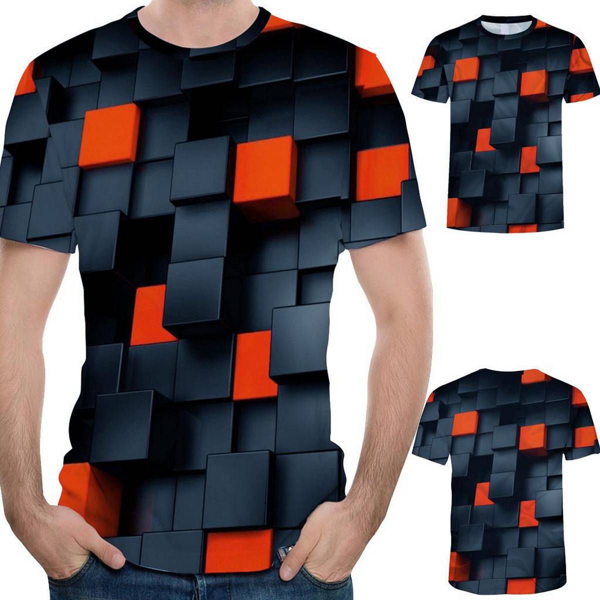 Fashion Mens Splash-ink 3D Printing Tees Shirt Short Sleeve T-Shirt Blouse Tops