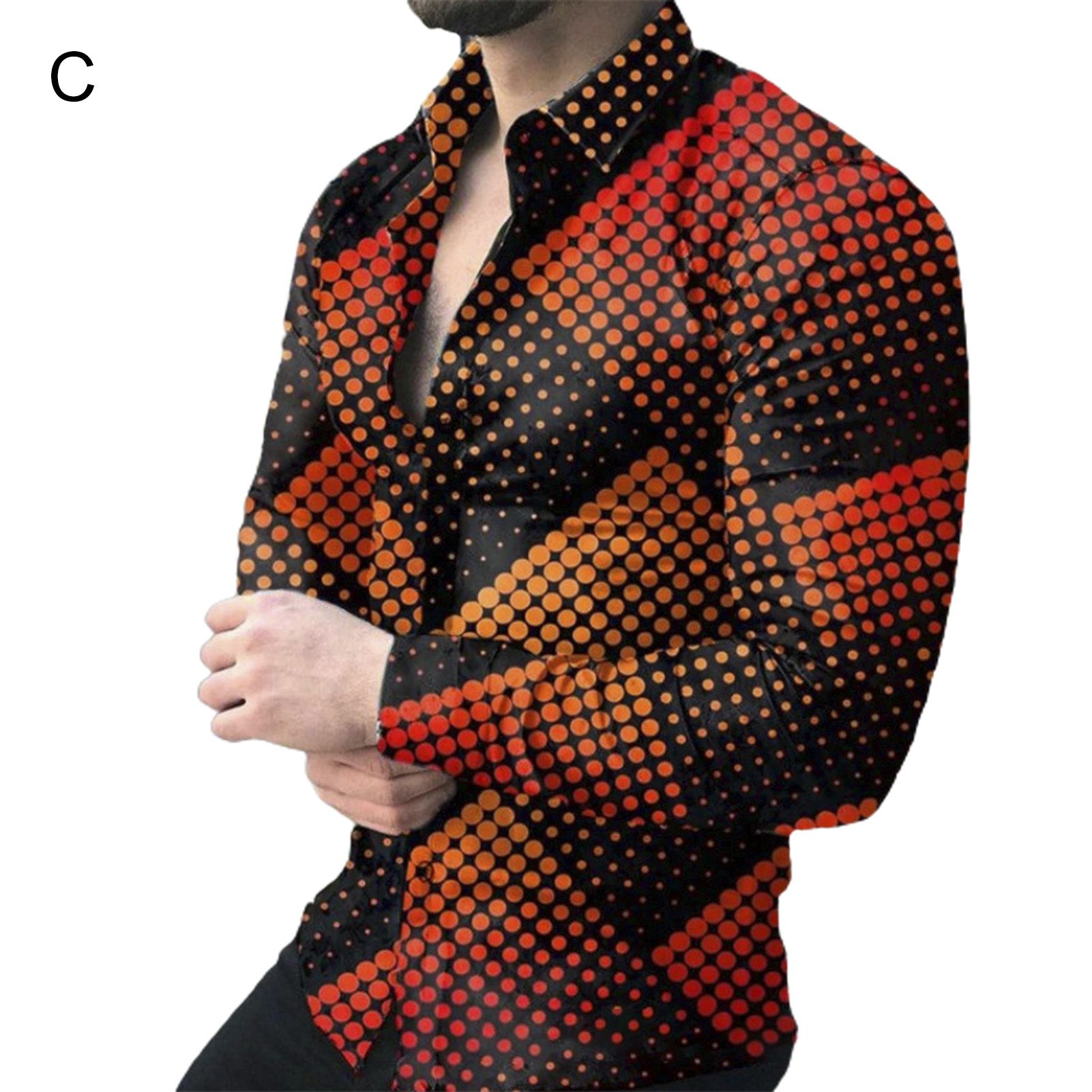 Men Top Gradient Print Loose-fitting Digital Printing Shirt