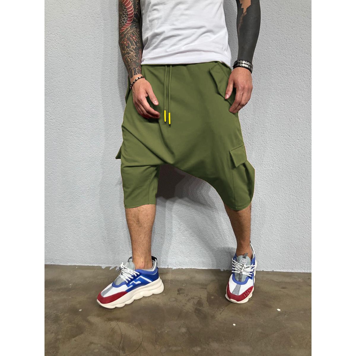 Men's New Hip Hop Trend Pants Loose Solid Color Street Men's Sports and Leisure Harlan Solid Color Trousers 5 Colors