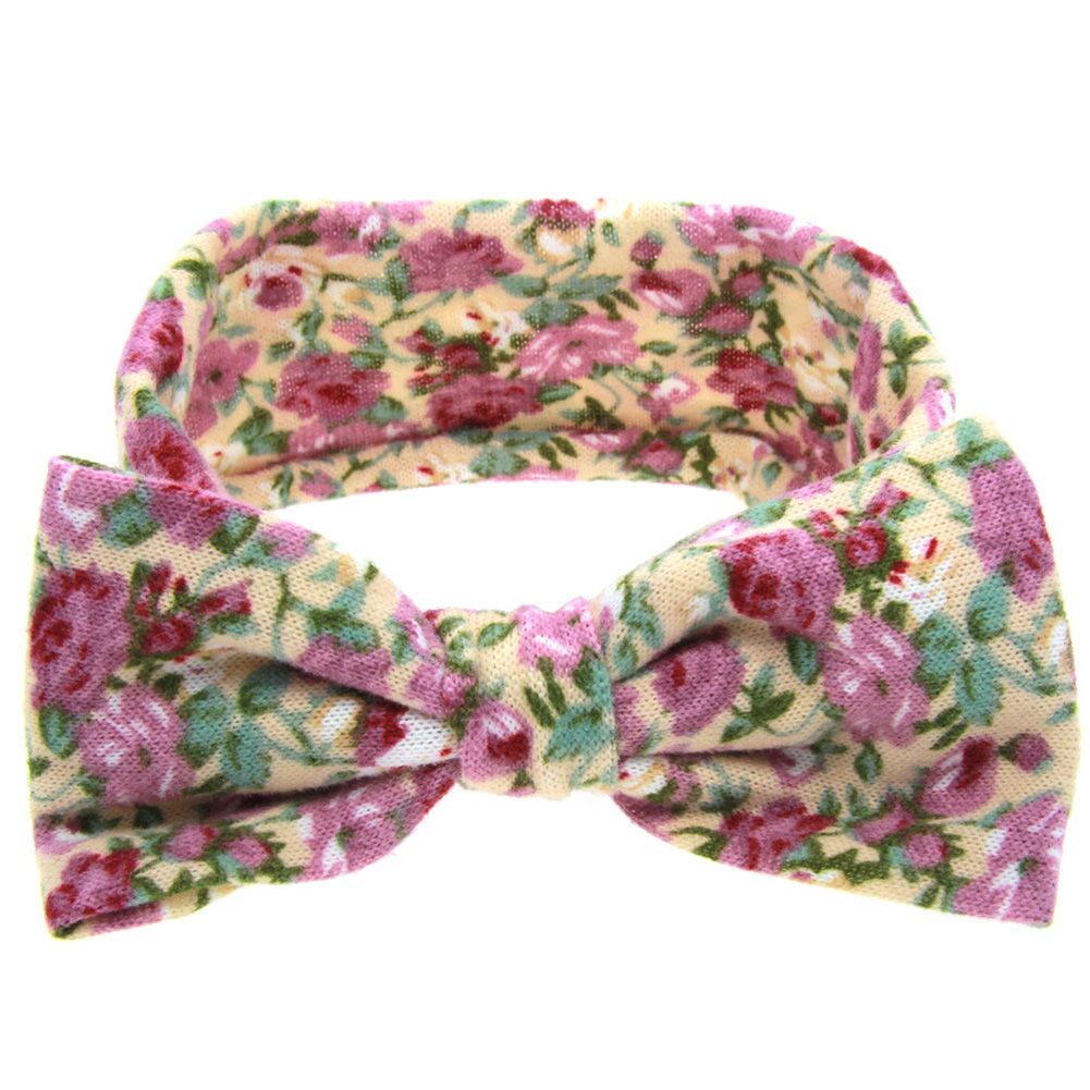 Baby Toddler Girl Sweet Floral Bowknot Wide Turban Headband Head Hair Band