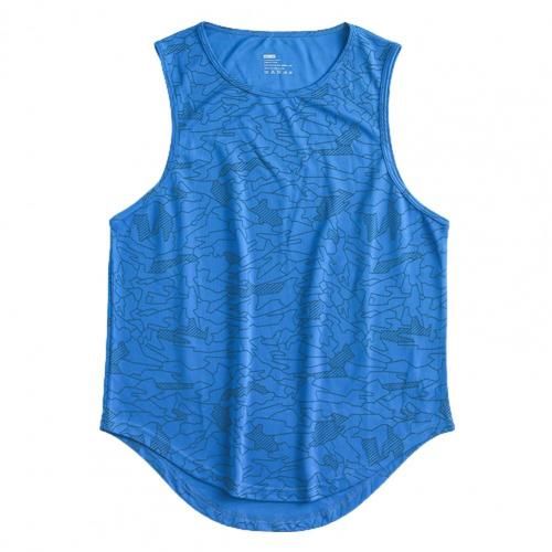 Summer TaTop Men Casual Sleeveless Vest Sweatshirt Print Slim Male Sweat Absorbing O Neck Arc Hem Fitness Man Braces TaTop