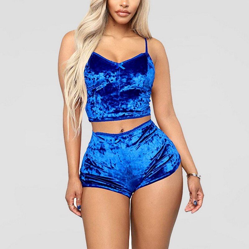 Ladies Pajama Set Cute Print Pattern Sleepwear Silk V Neck y Pijama Satin Night Home Suits Wear Sleeveless Top And Shorts