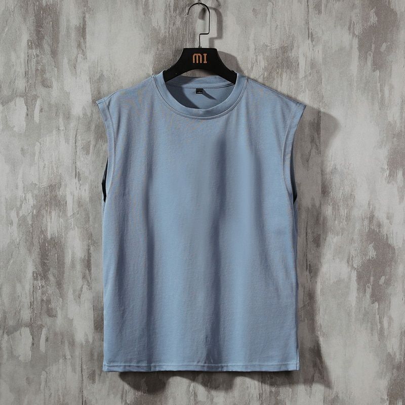 45KG-100KG Kan Fashion Summer Casual Men's Sleeveless TaTops O-Neck Harajuku 100% Cotton Soft Breath Vest Sweatshirt