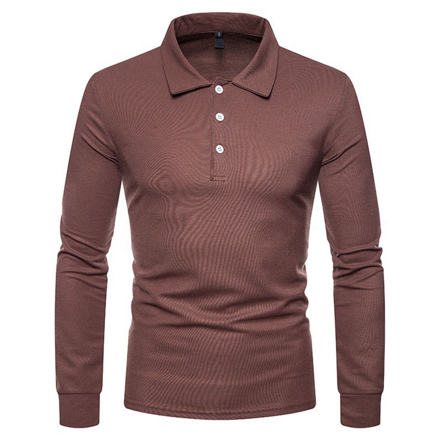 Casual Shirt Handsome Solid Color Buttons Neck Pullover Top