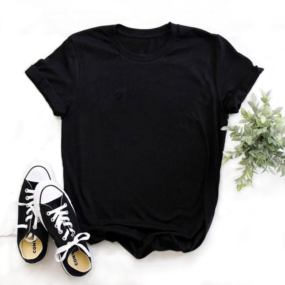 Summer Women White Black Pink Grey T shirt Girl Funny Harajuku Lady Solid Tops Tee Female Clothes