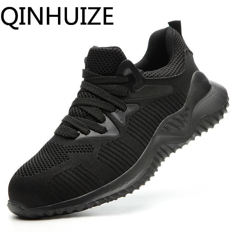 New smash-proof and puncture-proof protective shoes for men Steel baotou wear-resistant non-slip flying woven safety shoes Steel toe work safety boots men Site safety shoes