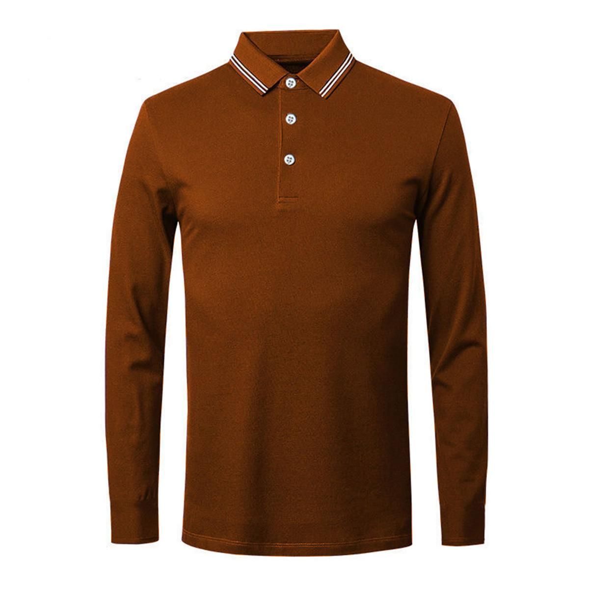 Men Top Solid Color Slim Turn-Down Collar Male Shirt