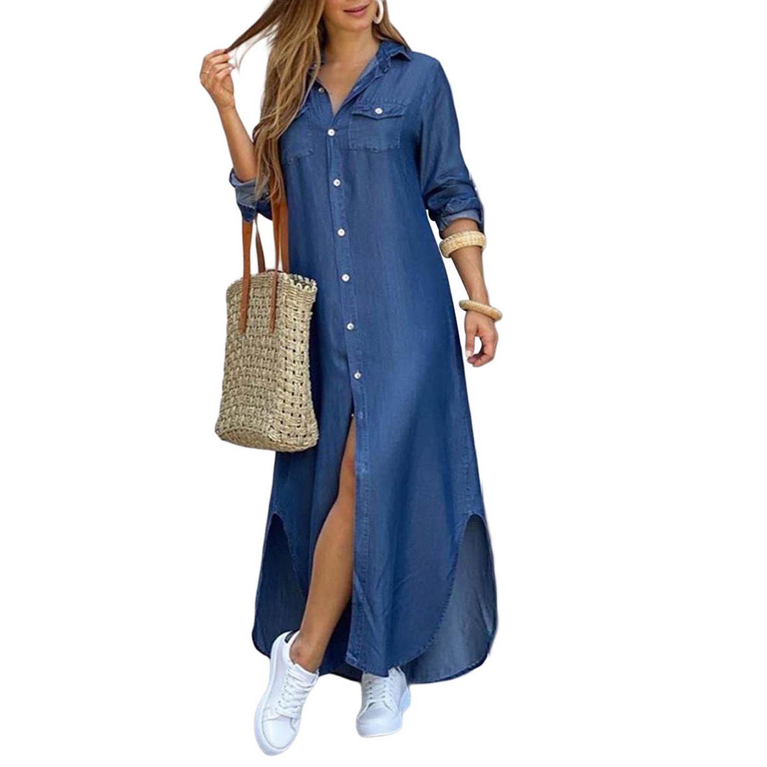 2021 Women Fashion Long Sleeve Letter Print Dress Casual Solid Color Dress for Women Ladies