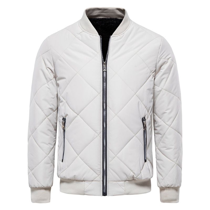 AIOPESON Thick Plus Velvet Parkas Men Casual Solid Color Stand Collar Slim Mens Jackets and Coats Winter Warm Coat for Men
