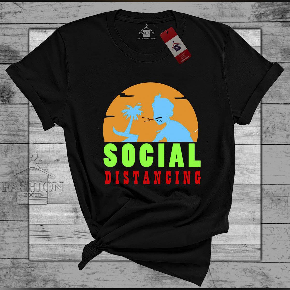 Social Distancing Short Sleeves Black T-Shirt For Men  Cotton T-shirt  Fashion Booth Quality Product