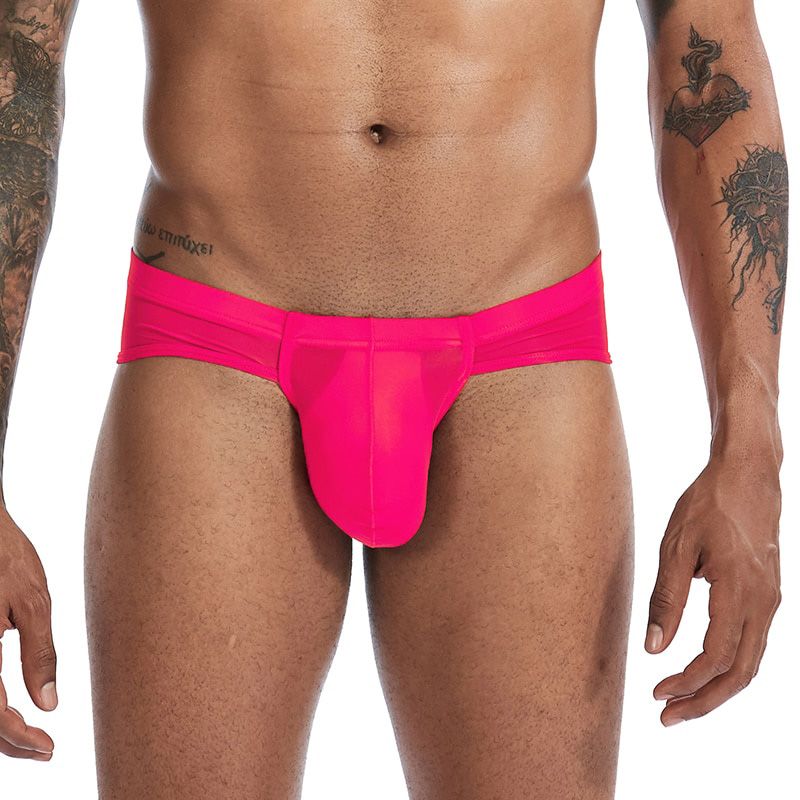 Sexy Men Sexy Ultra Thin Ice Silk Men's Briefs  Large Pouch Low Rise Slips hombre Erotic Panties Underpants cueca