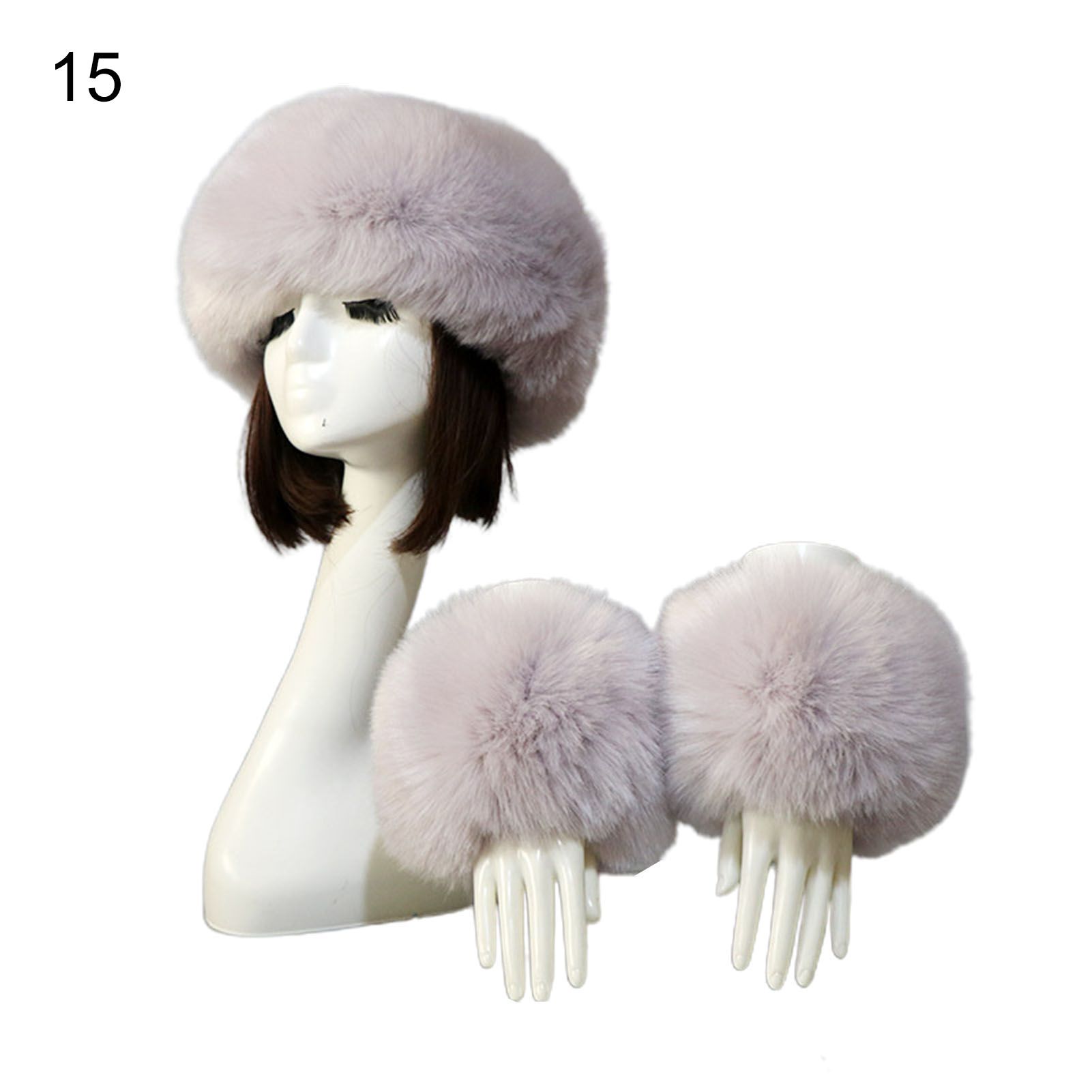 Hat Wrist Sleeves Warm Pure Color Furry Hat Wrist Sleeves