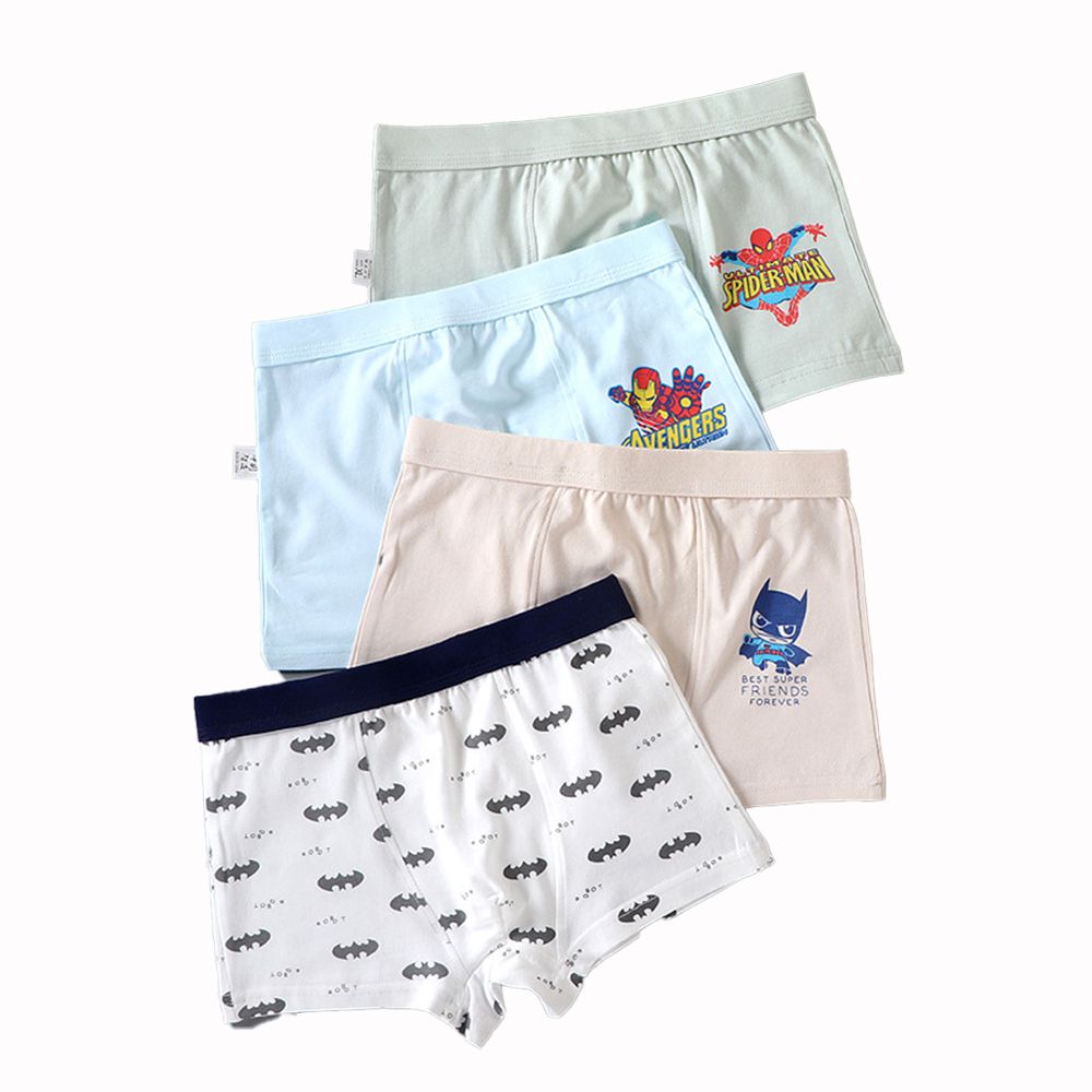 4pcs/set For 5-12 Old Boy Cotton Briefs Cartoon Boxer Shorts Boxer Briefs color