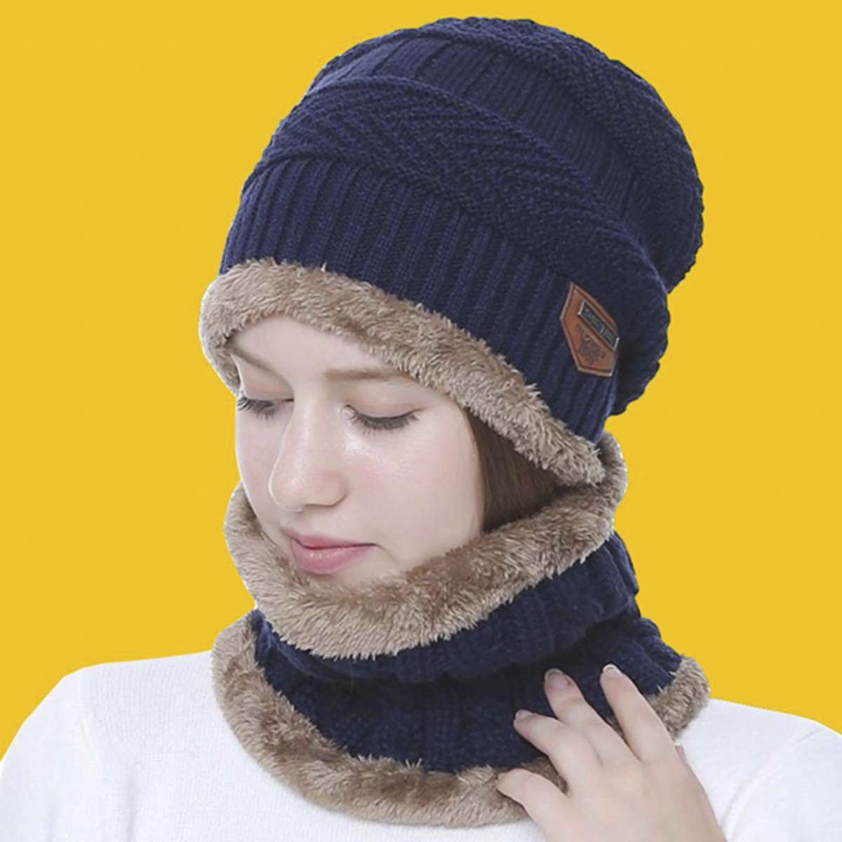 MAKEFGE Winter Hat And Neck Warmer For MEN Knit Cap Skullies Beanies