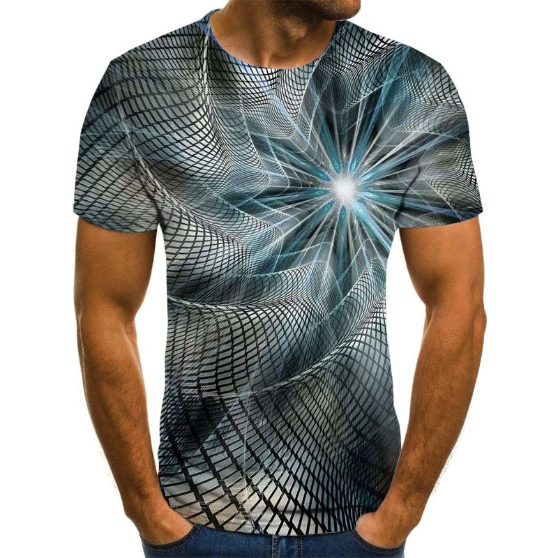 three-dimensional graphic T-shirt men's casual tops fun 3D men's T-shirt summer O-neck shirt plus size streetwear
