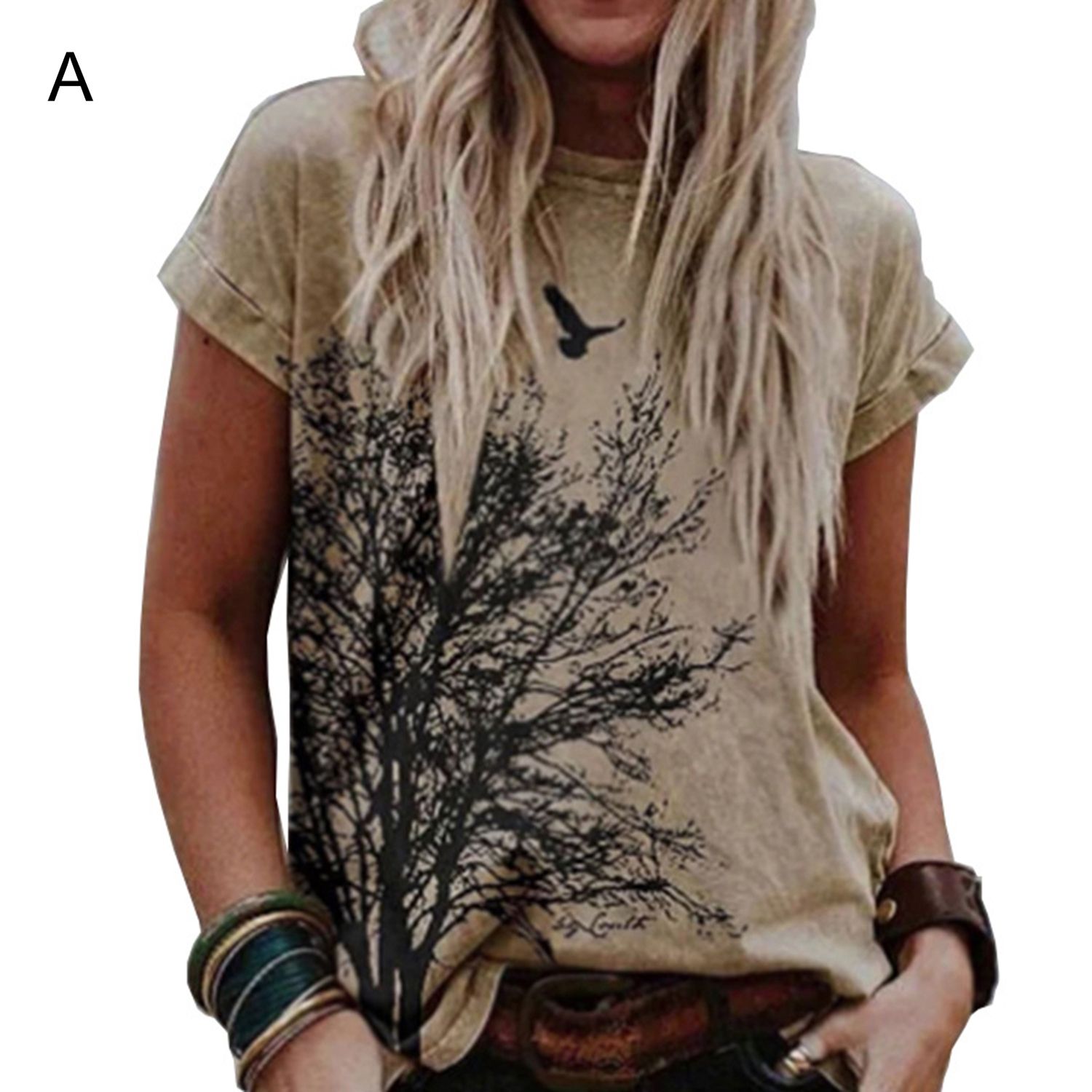 Women T-shirt Pine Crew Neck Printed T-shirt
