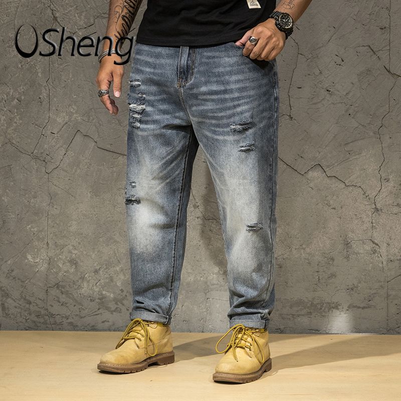 Big Size Ripped Jeans For Men Plus Size XL-7XL Casual Man Holes Pants Maximum Support 130kg