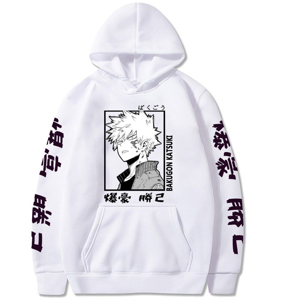 Harajuku My Hero Academia Hoodies Men Women Long Sleeve Sweatshirt Bakugou Katsuki Anime Manga Black Hoodies Tops Clothes