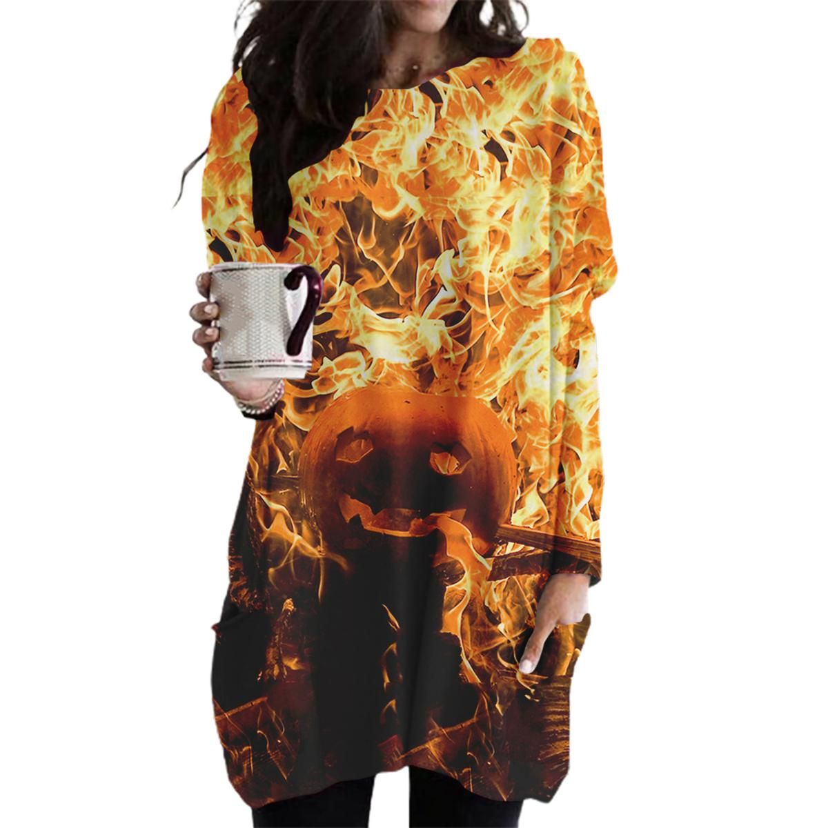Mini Dress Blood Hand Print Blood Hand Print Long Sleeve Halloween Dress