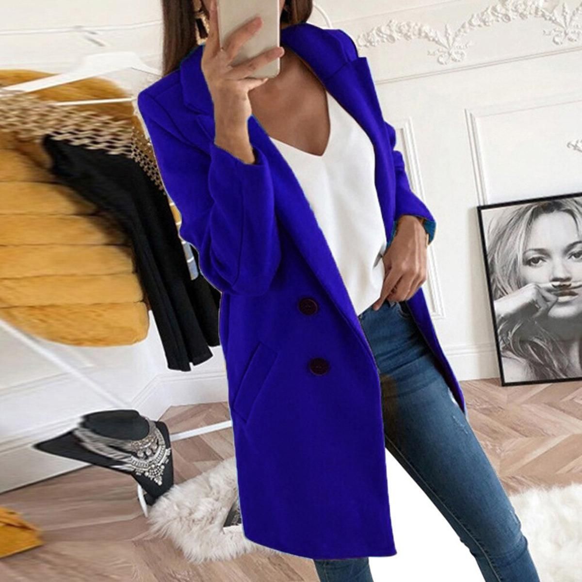 thick woolen coat women autumn and winter new coat fashion mid-length double-ed slim coat cashmere jacket