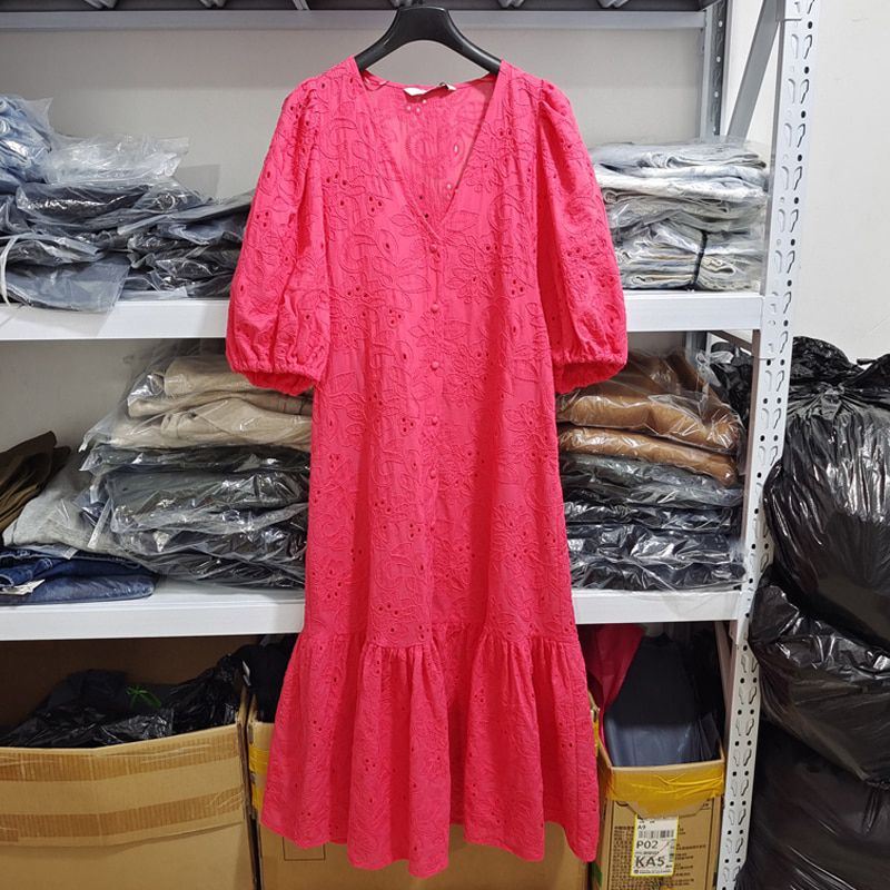 New Summer Women Long Dress Embroidery Cotton Midi Dress Sexy V-Neck Hollow Out A-Line Party Dresses Ladies Vestidos Robe Mujer