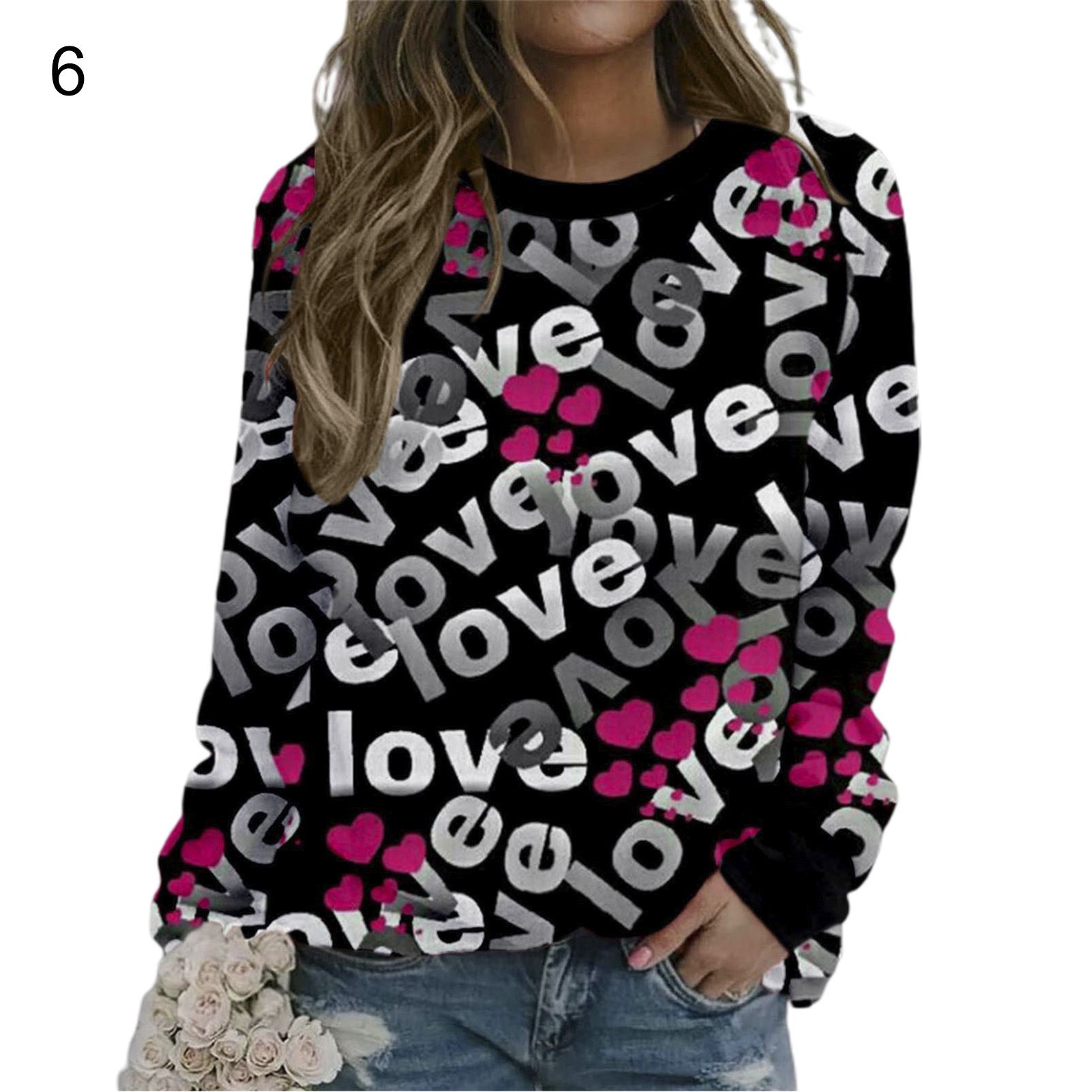 Women Sweatshirt Long Sleeve Loose-fitting Sweet Pullover