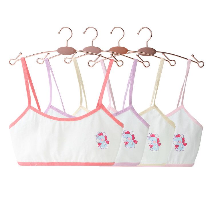 Pack of 4 - Cotton Girl's Training Bra 8-15 Yrs Teenager Cartoon Non Padded Vest