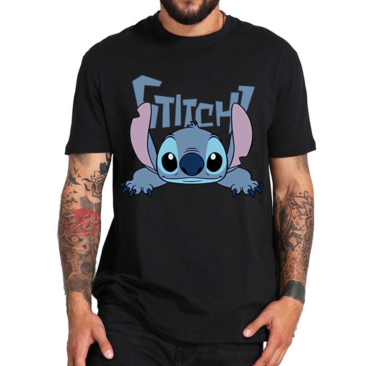 New Brand Fashion Tshirt Men O-neck lilo stitch Casual T Shirt Men Top Tee short sleeve tshirt