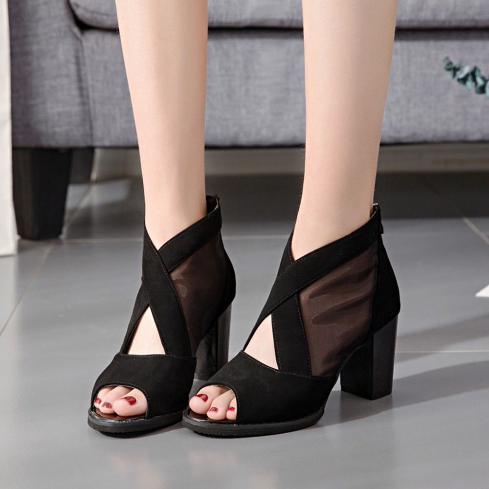 Shoes For Women New Casual Shoes ClearanceWomen's Shoes Summer Women Fashion Thick High Heel Zip Peep Toe Sandals Casual Shoes