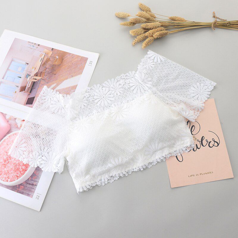 Wommen Lace Off Shoulder Crop Tops with Bra Pads Short Sleeve Harajuku Bare Shoulder Crochet Top Female Cotton T-Shirt