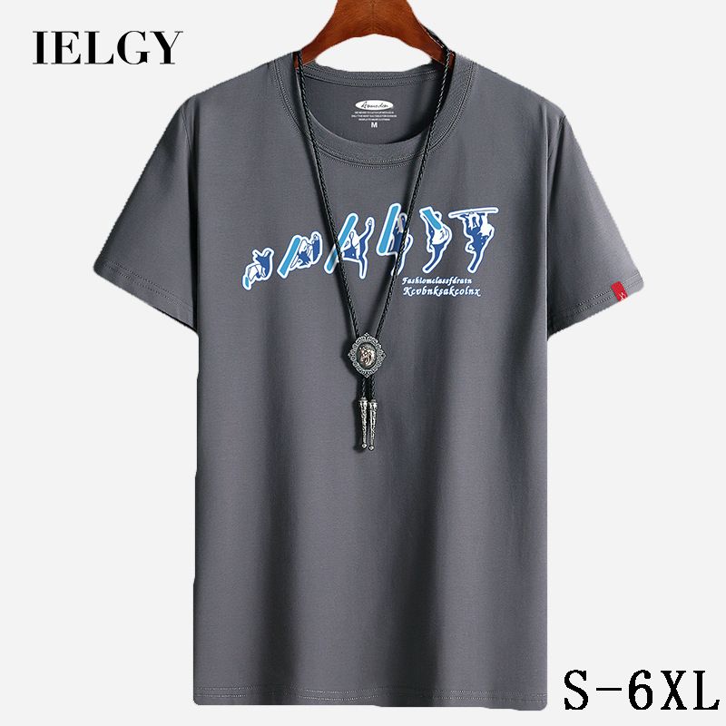 IELGY men's T-shirt short sleeve summer new round neck cotton plus size